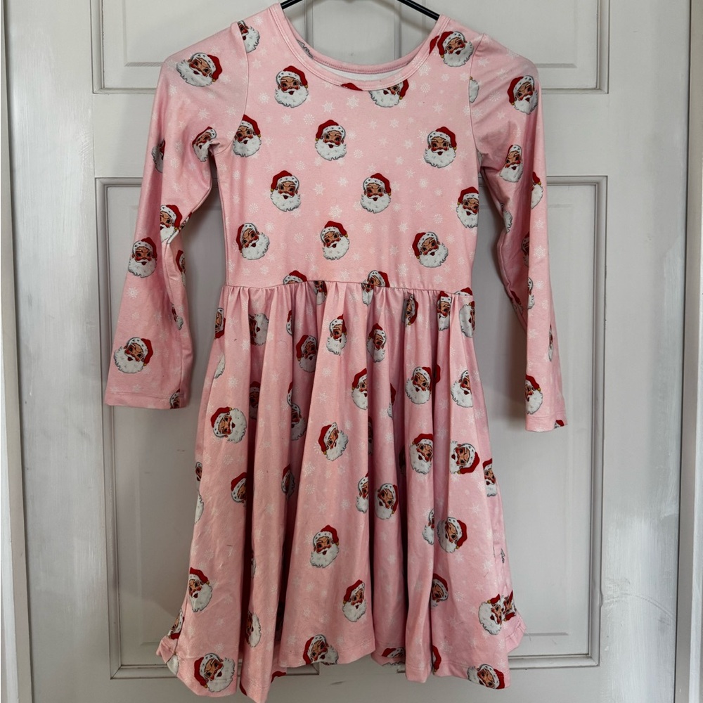 Pink Santa Print Dress